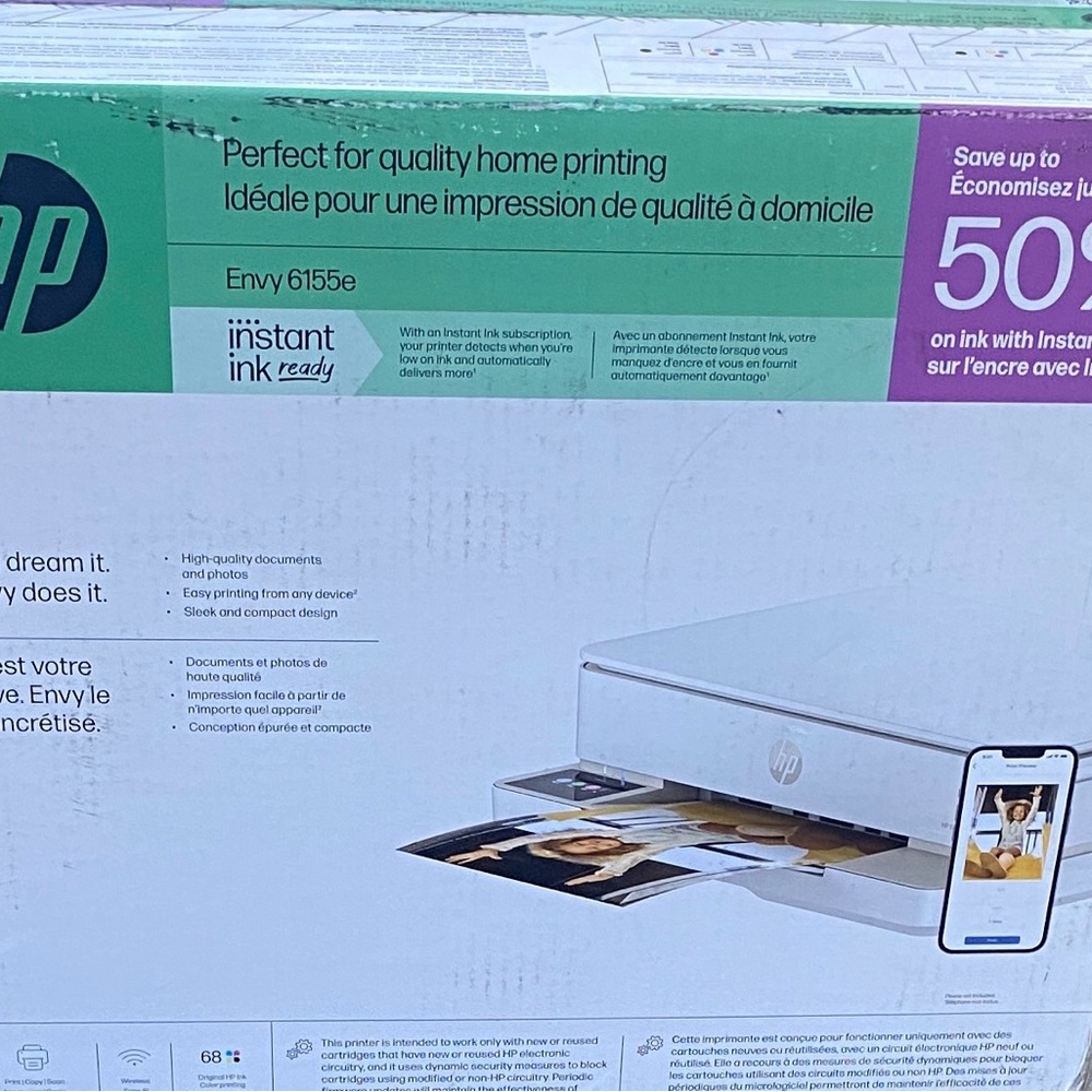 HP White and Silver Envy Wireless All-in-One Printer